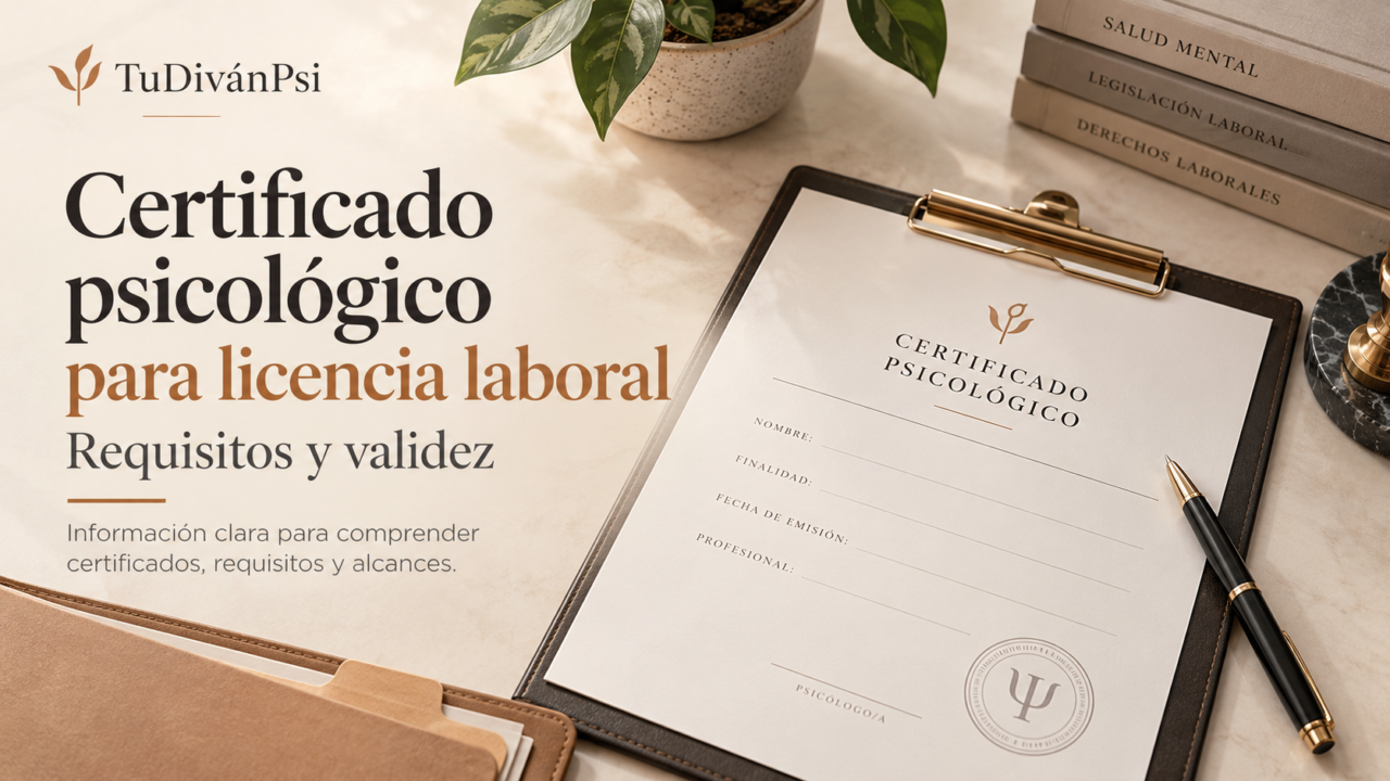 Certificado psicológico para licencia laboral: requisitos y validez. Imagen original de TuDivánPsi